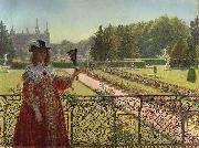 Kristian Zahrtmann Leonora Christina in the garden of Frederiksborg Palace. oil